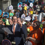 Councilman Mark Levine at a rally at New York City Hall on Monday in support of a bill that would provide legal help to low-income tenants facing eviction. Credit Dave Sanders for The New York Times 